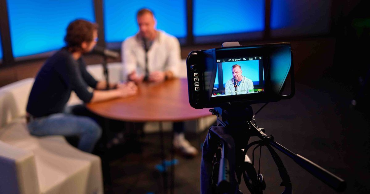 Matt and Ben from Two Brothers Creative recording an episode for video podcasts.